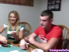 Coed amateurs analplay on poker table