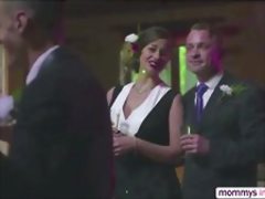 Cheating bridesmaid Mea and  Milf Cathy gets fuck hard in threesome sex