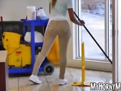 Handsome latina maid got her tight snatch hammered hard