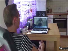 German Sister Caught Step-Bro Jerk and Help with Anal Fuck