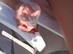 Group sex by the pool