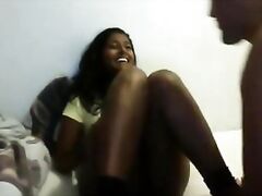 Newly married Bengali couple in bedroom, hubby licking his wife virgin pussy.