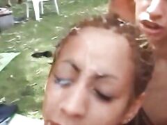 Real Twin Sisters Get Gangbanged and Bukkake