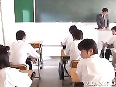 Fantastic Asian schoolgirl Azumi Kinoshita banged by a group of guys.